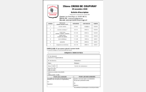 Cross de Coupvray 2026, bulletin inscription