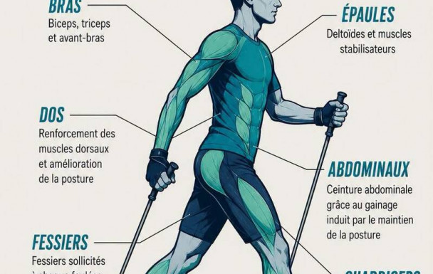La marche nordique , les muscles sollicités
